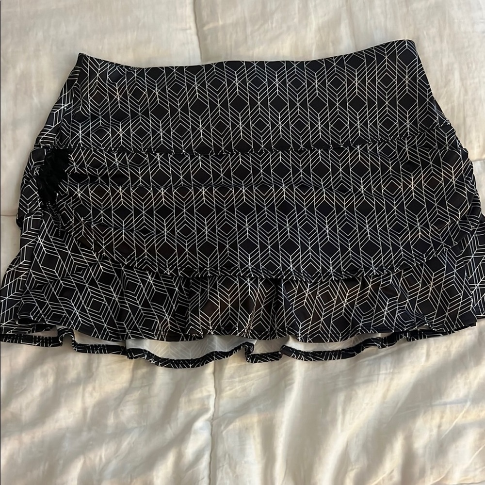 Black and White Sequin Ruffled Mini Skirt